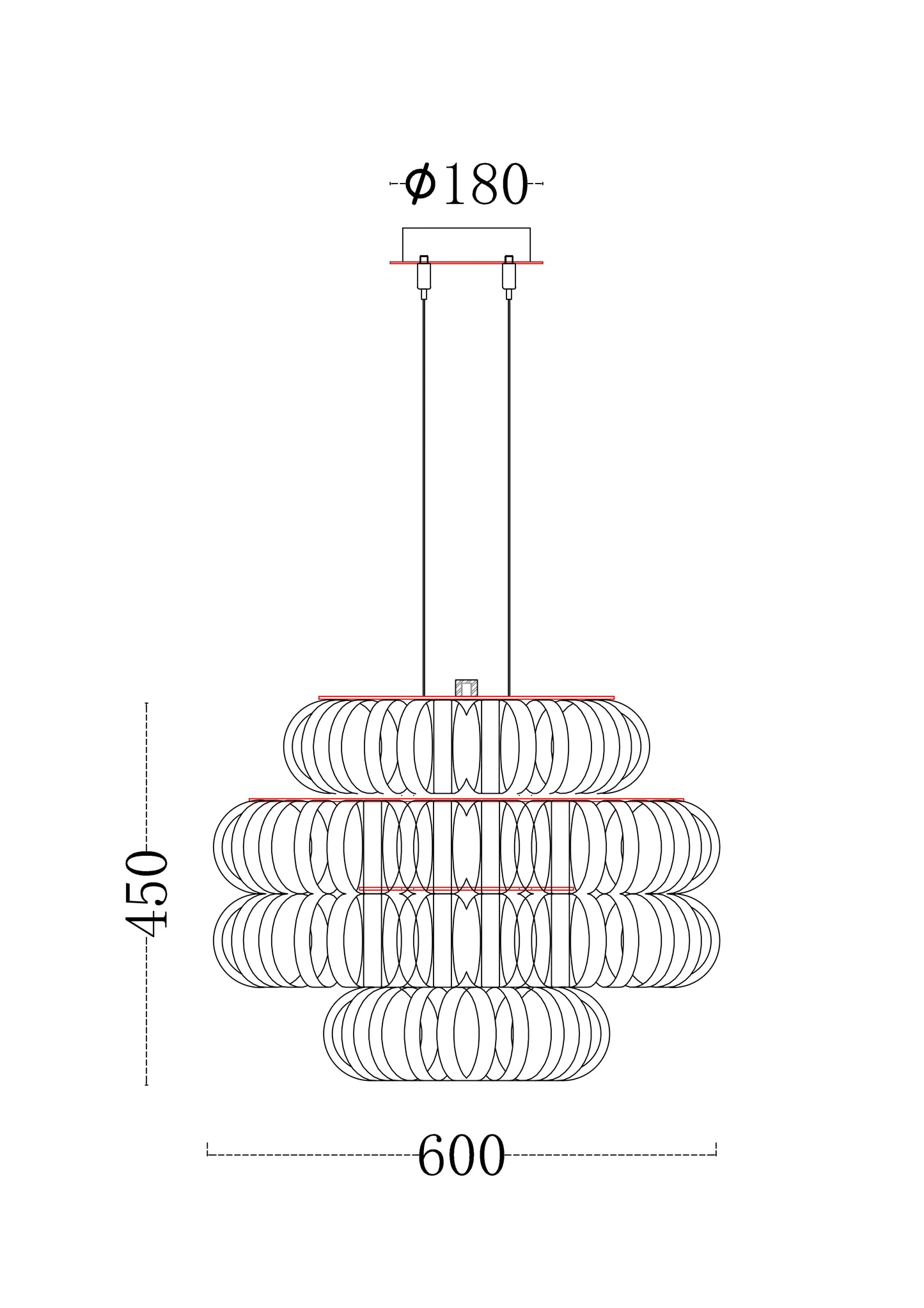 Lustra Chrome – 600mm Crystal Pendant Chandelier