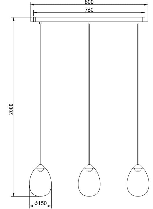 Aurora Trail – 3-Light Chandelier with Rainbow Glass Diffusers