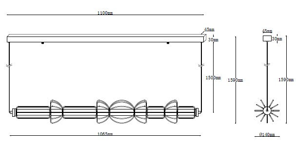 Brass Lumen H – Horizontal Dimmable Pendant in Acrylic and Brass
