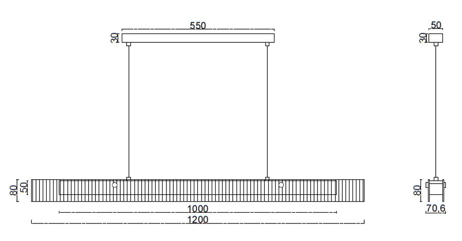 Solara Linear Pendant – Gold Frame with Acrylic Diffuser (30W LED)