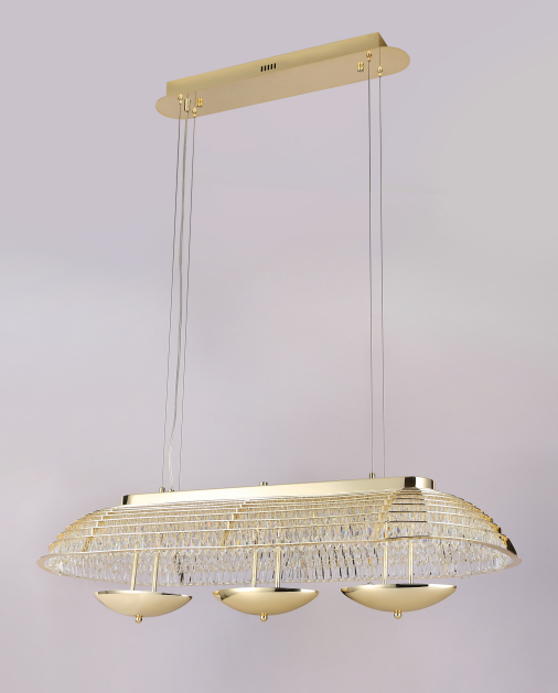 Aurelia Linear Pendant Light – Gold with Crystal Diffuser