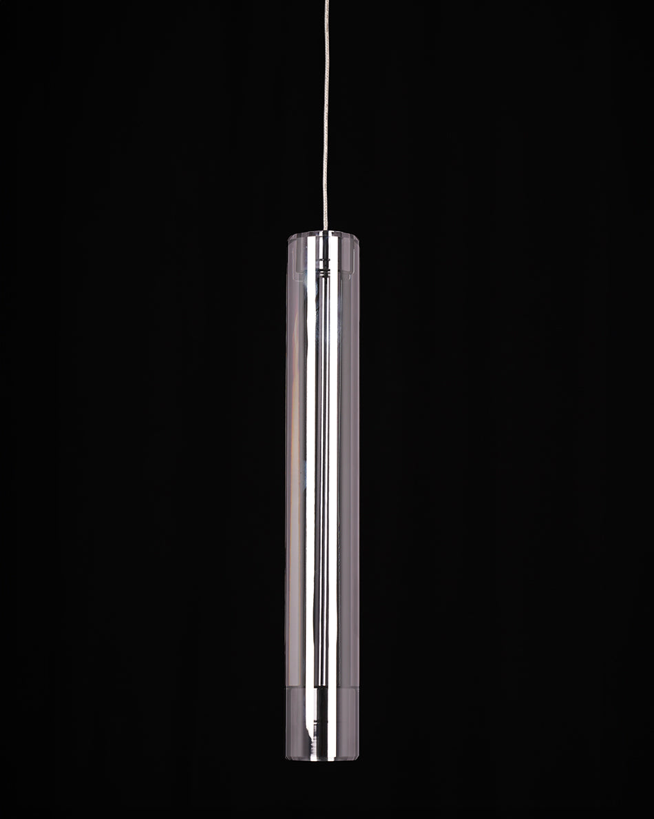 Elara Crystal Drop Pendant – Smoky Chrome (2W LED)