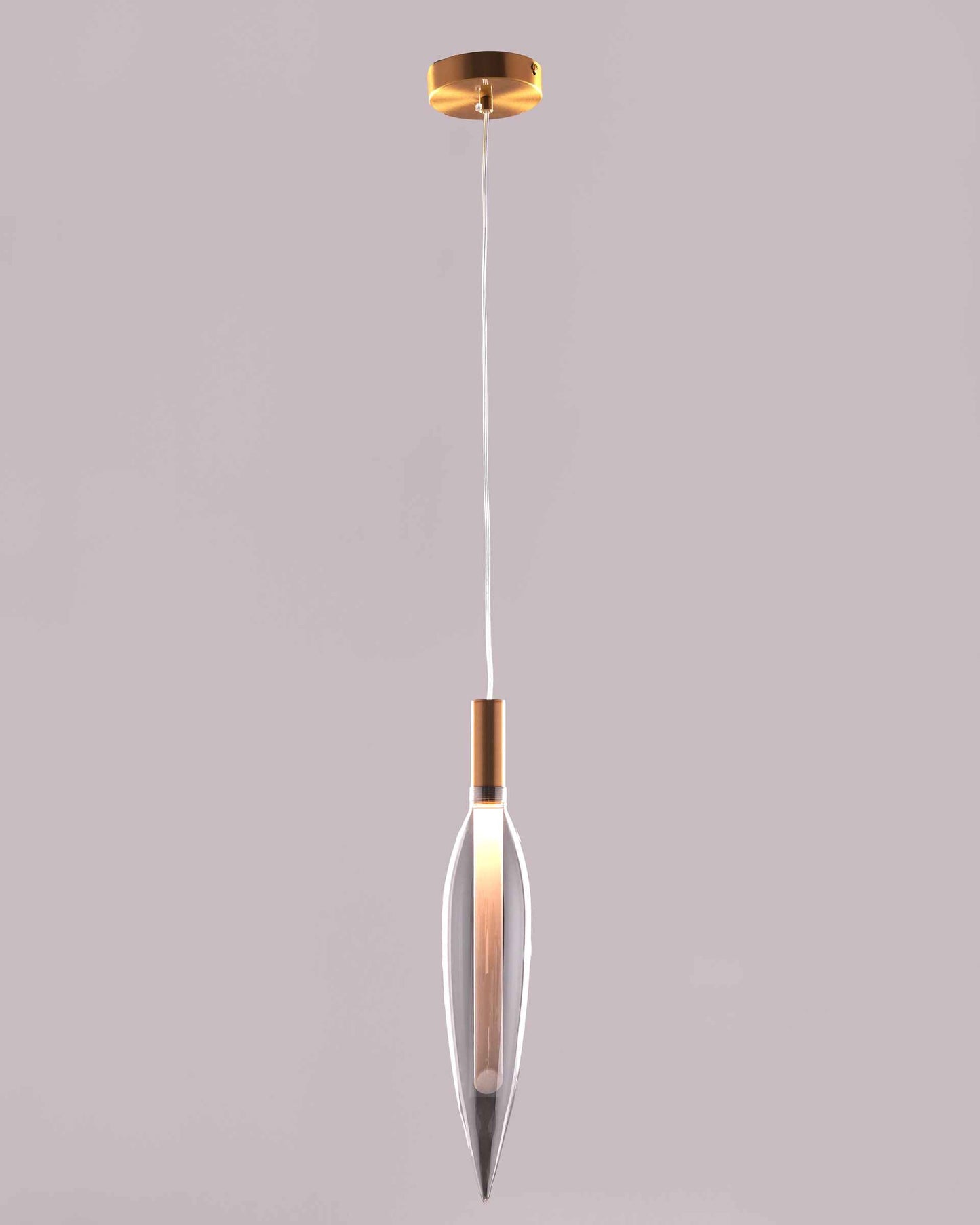 Linéa Glow – Smokey Glass & Matte Gold Slim LED Pendant (4.3W)