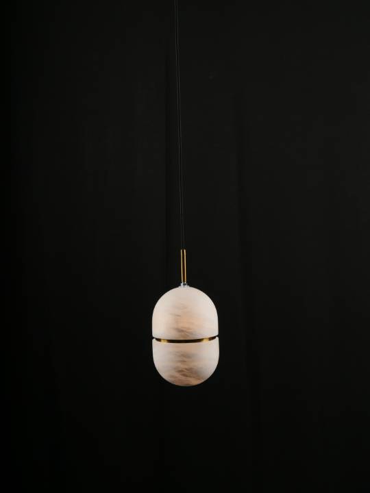 Sorella Petite Pendant – Spanish Alabaster & Brass (E27 Holder)