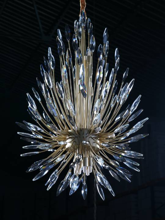 Smoky Crystal Crown – Gold Chandelier with G9 Fittings