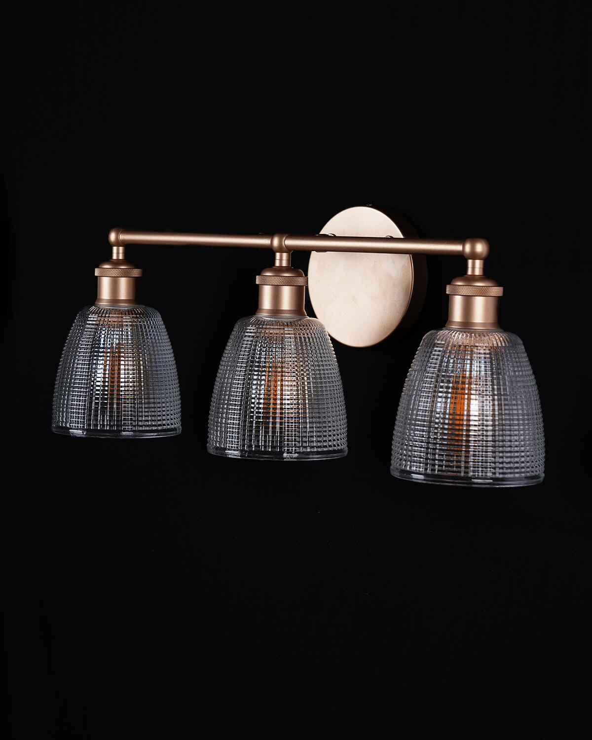 Textured Glass Gold Wall Light – 3 x E27