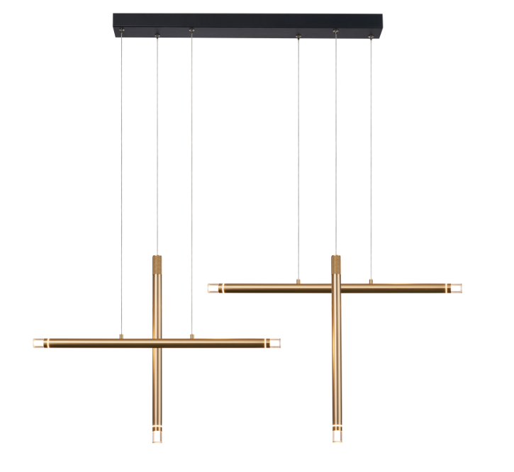 4-Light Linear Pendant in Sand Black & Brass Gold – 43W LED