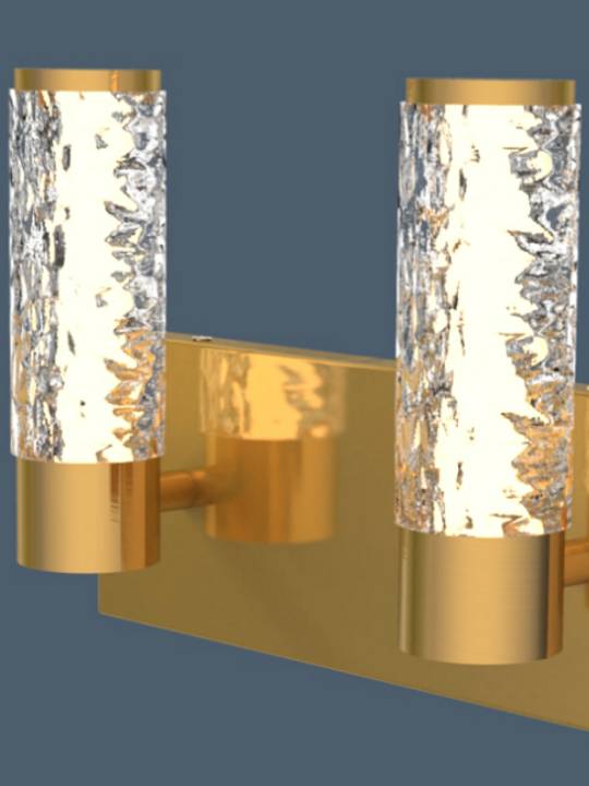 Crackled Glass LED Wall Light – 10W | Satin Brass Finish