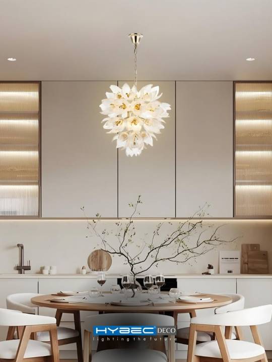 Golden Nest – Tiered G9 Chandelier with Handmade Glass