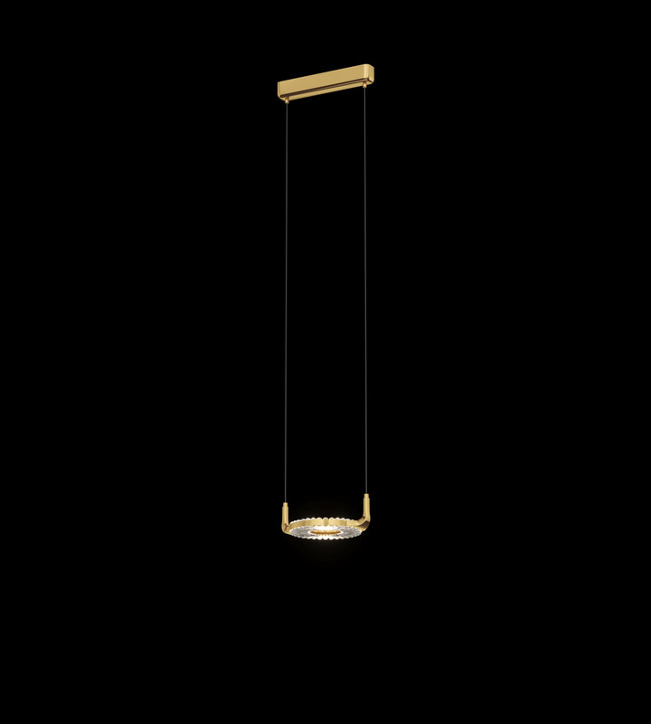 Aurora Halo – Crystal Ring Pendant in Gold Finish (25W LED)