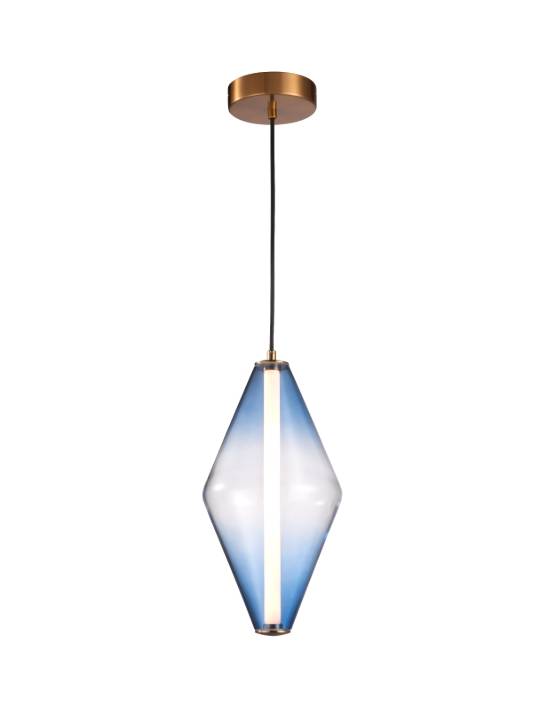 Aurelia Pendant – Light Blue Glass & Gold Accent (5W LED)