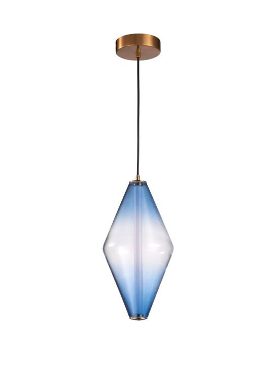Aurelia Pendant – Light Blue Glass & Gold Accent (5W LED)