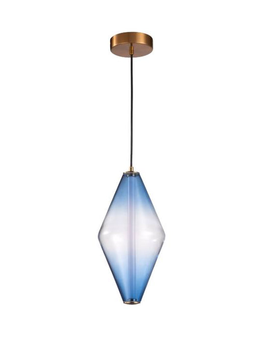 Aurelia Pendant – Light Blue Glass & Gold Accent (5W LED)