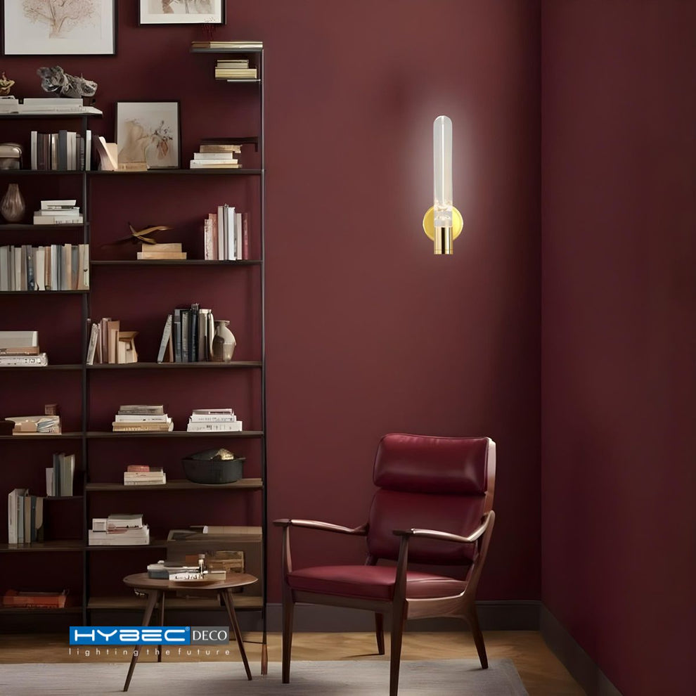 Buy Vertical Gold LED Wall Light with Clear Acrylic Diffuser – Hybec Deco