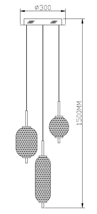 Obsidian Halo – 3-Light Mesh Chandelier in Matte Black Finish