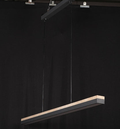 LineaStone Linear Pendant – Grey Stone & Iron Frame (30W LED)