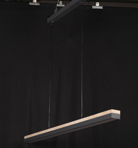 LineaStone Linear Pendant – Grey Stone & Iron Frame (30W LED)