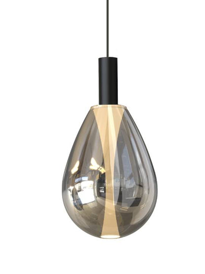 Aura Glow – Smokey Glass & Satin Gold LED Pendant (4W)
