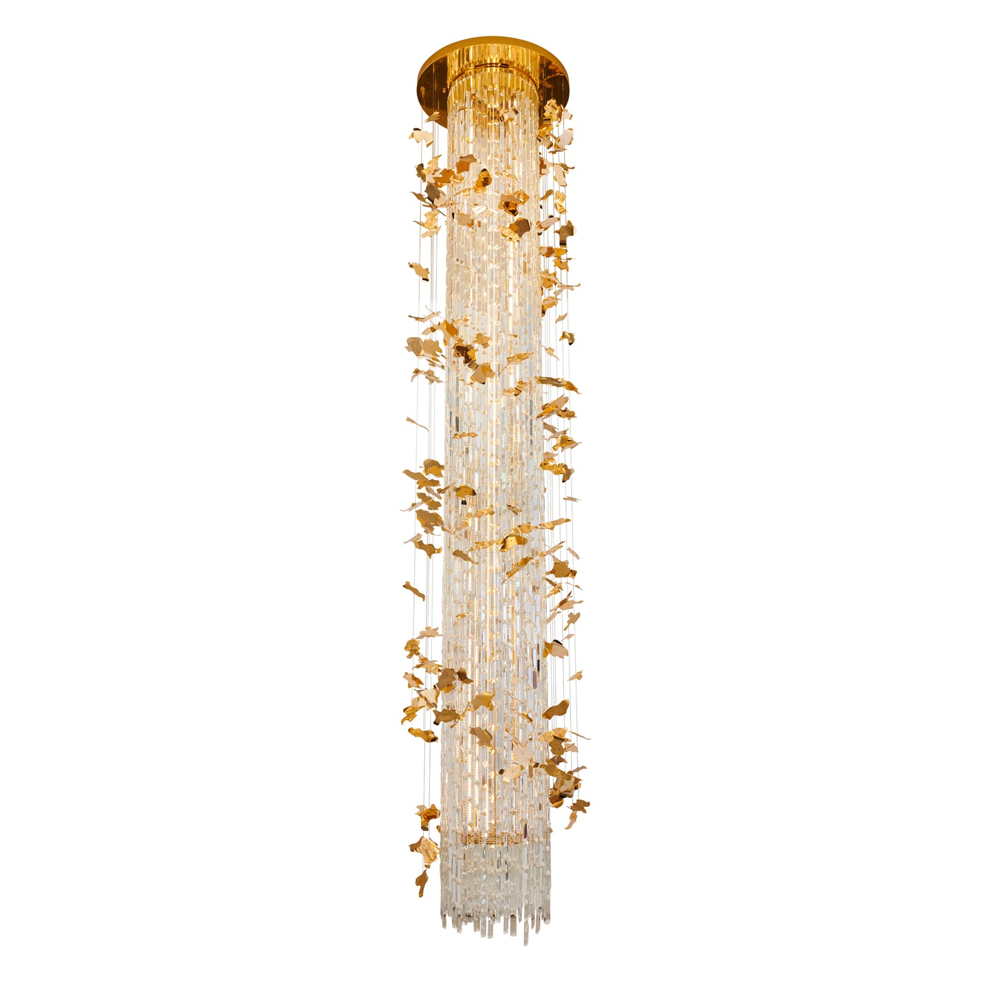 Regalia Cascade – 200W LED Crystal Chandelier in Grand Gold