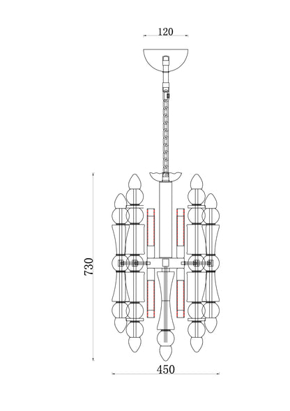 Crystal Crown – 450mm Chrome Glass Pendant Light