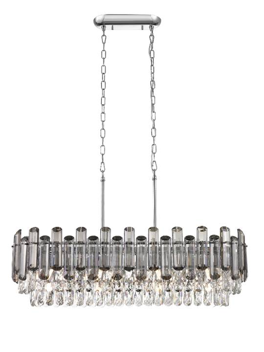 Smoky Cascade – 820mm Chrome Crystal Chandelier
