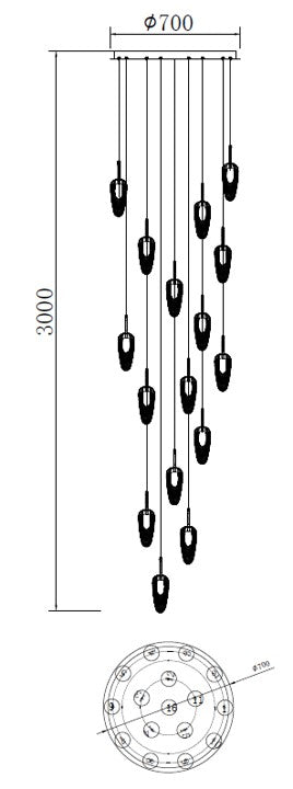 Celestara Cascade – 16-Light Grand Staircase Chandelier