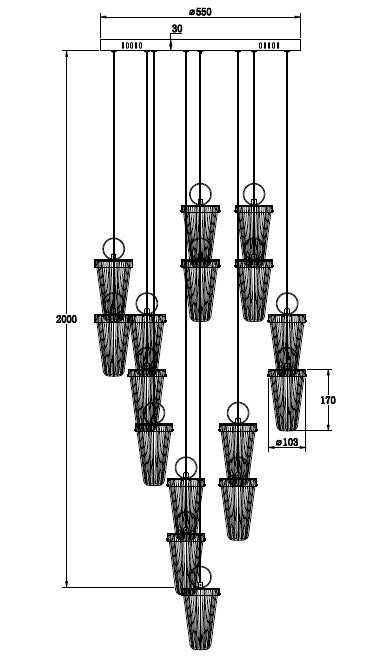 Lunara Drop – Multi-Layer Chandelier Cluster in French Gold