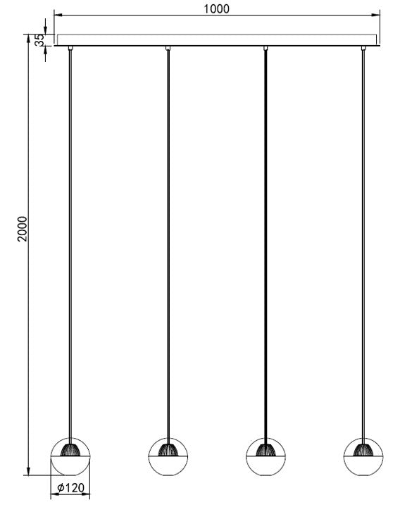 Linea Luxe – 4-Light Linear Chandelier in Shining Gold Finish