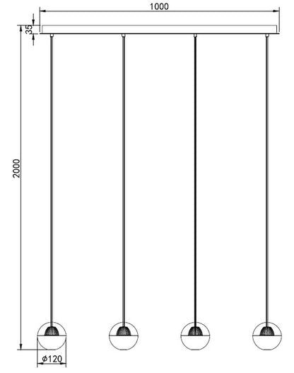 Linea Luxe – 4-Light Linear Chandelier in Shining Gold Finish