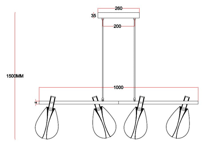 Shadowline Rose – Rose Gold Glass & Matte Black Linear LED Pendant (16W)