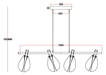 Shadowline Rose – Rose Gold Glass & Matte Black Linear LED Pendant (16W)