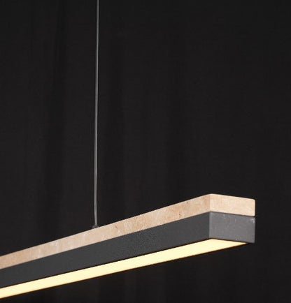 LineaStone Linear Pendant – Grey Stone & Iron Frame (30W LED)