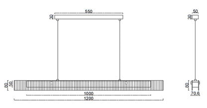 Solara Linear Pendant – Gold Frame with Acrylic Diffuser (30W LED)