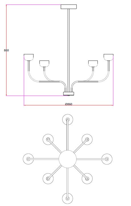 Solano Grace – 8-Light Chandelier in Antique Copper