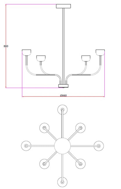 Solano Grace – 8-Light Chandelier in Antique Copper