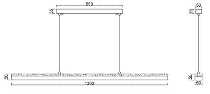 LineaStone Linear Pendant – White Stone & Iron Frame (30W LED)