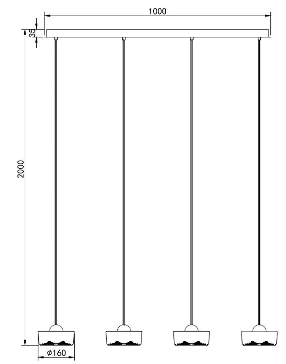 Linea Glow – 4-Light Linear Chandelier in Shining Gold