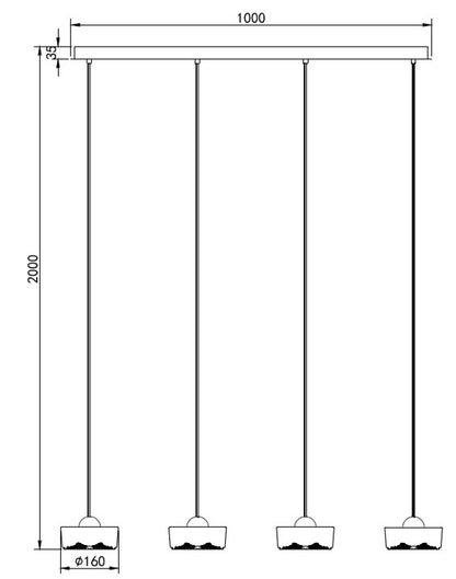 Linea Glow – 4-Light Linear Chandelier in Shining Gold