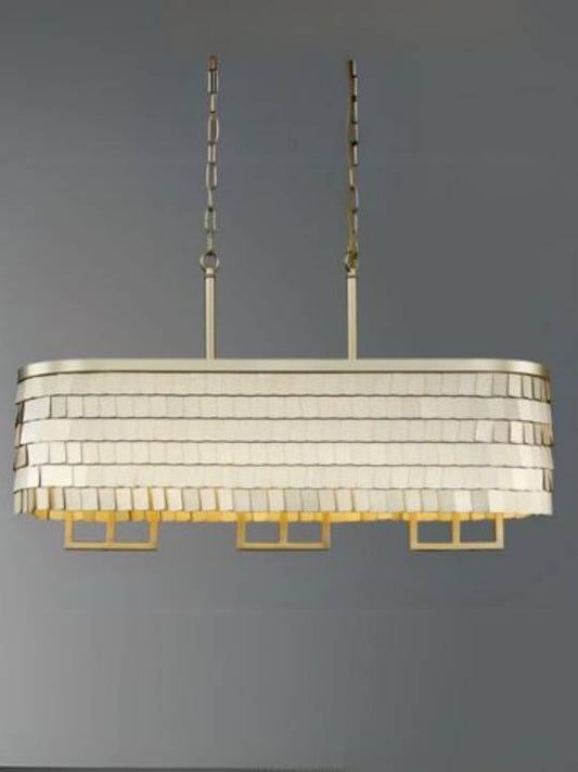 Nova Bloom – 6-Light Linear Chandelier with Smoky Grey Glass Shades