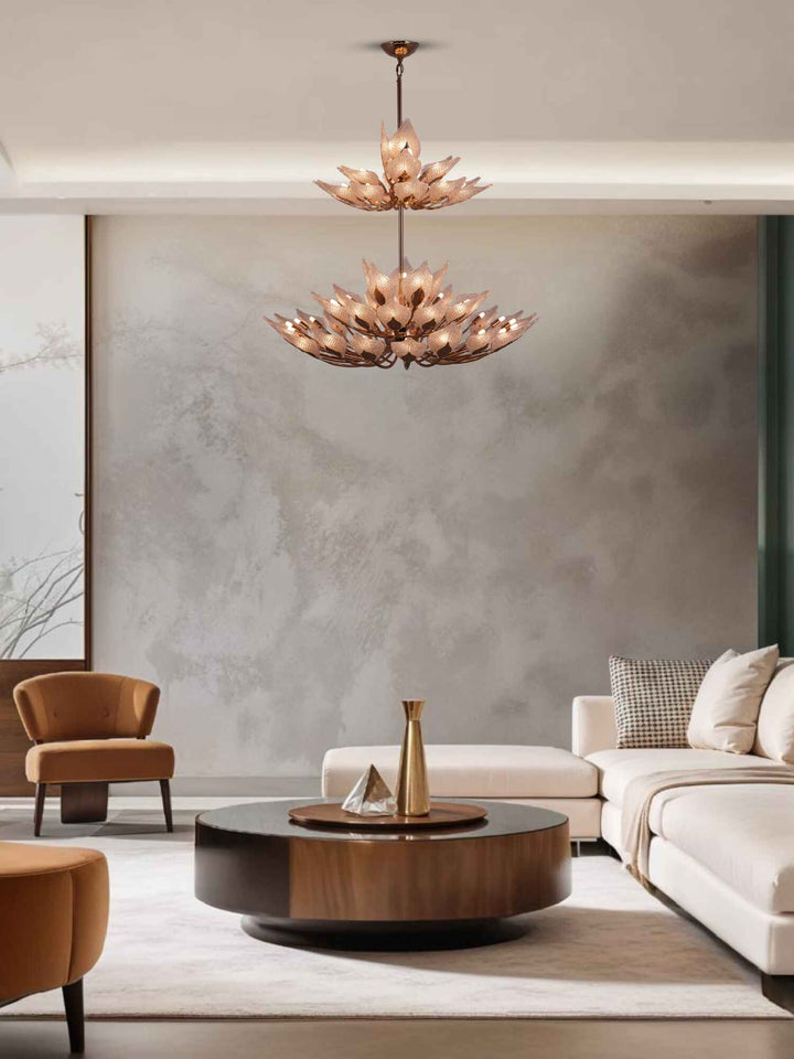 Crystal Bloom – 550mm Brass LED Chandelier with Crystal Glass Diffuser