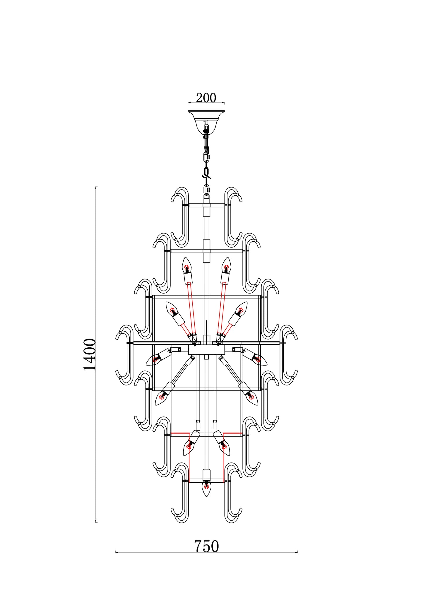 Imperial Crest – Grand Tiered Chandelier with Handmade Glass