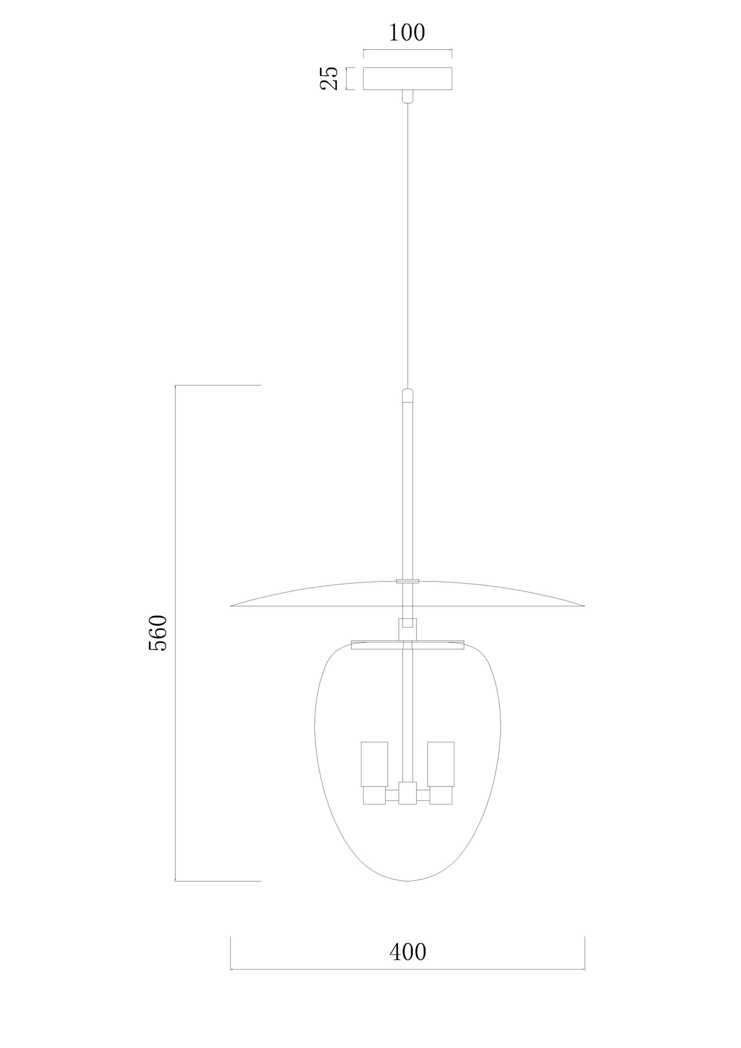 NoirDome Pendant – Dual E14 with Clear Glass & Black Finish