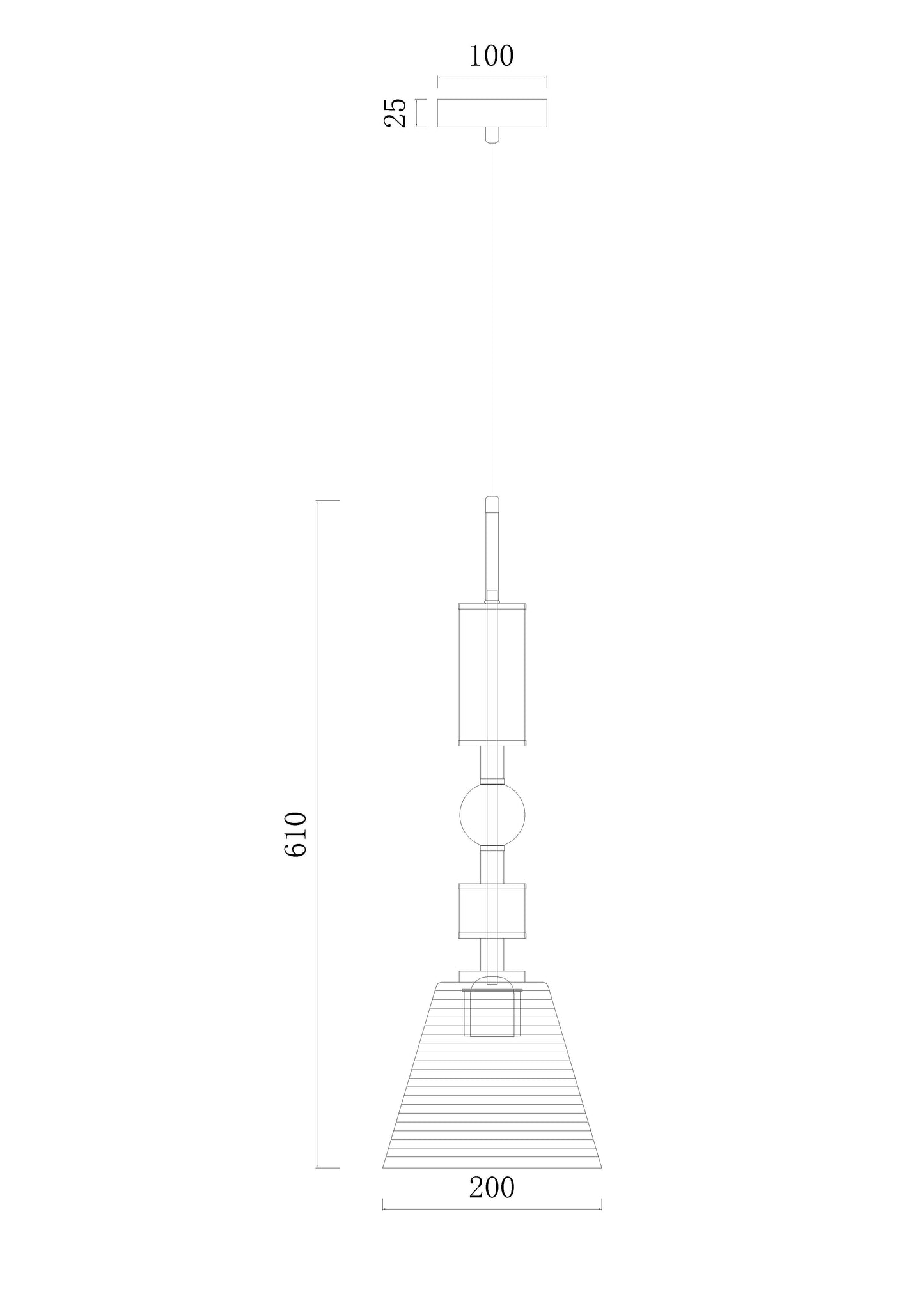 Clara Pendant – Smoky Glass Dome with Gold Frame (E27 Holder)