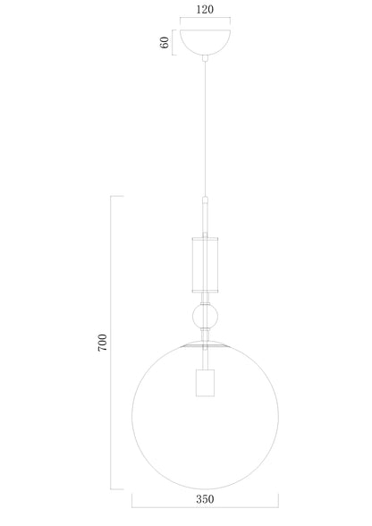 Clara Pendant – Clear Glass Dome with Gold Frame (E27 Holder)