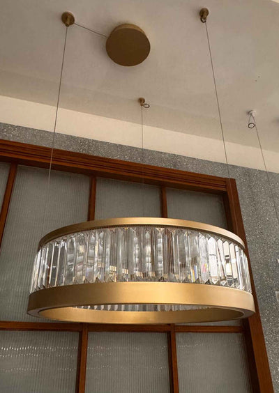 Crystal Halo – Round LED Chandelier with Gold Finish