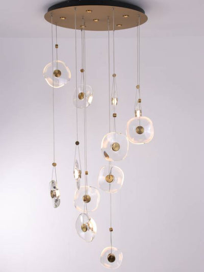 Luna Arc – Circular Gold Chandelier with Frosted Acrylic Diffusers