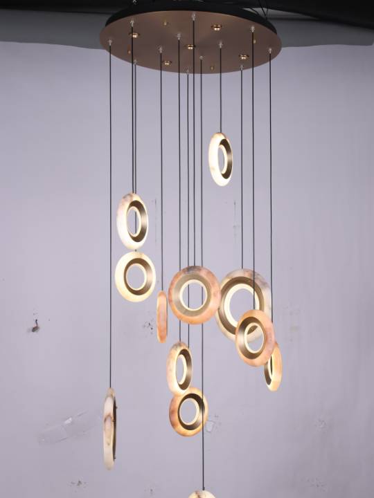 Orris Halo – Multi-Ring Pendant Chandelier in Matte Gold