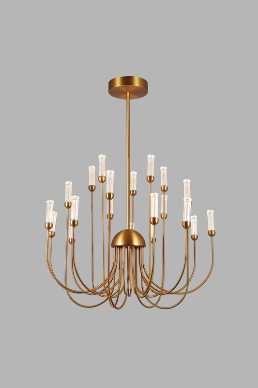 Matte Gold Copper Circular Chandelier – 20-Ring LED Ceiling Light