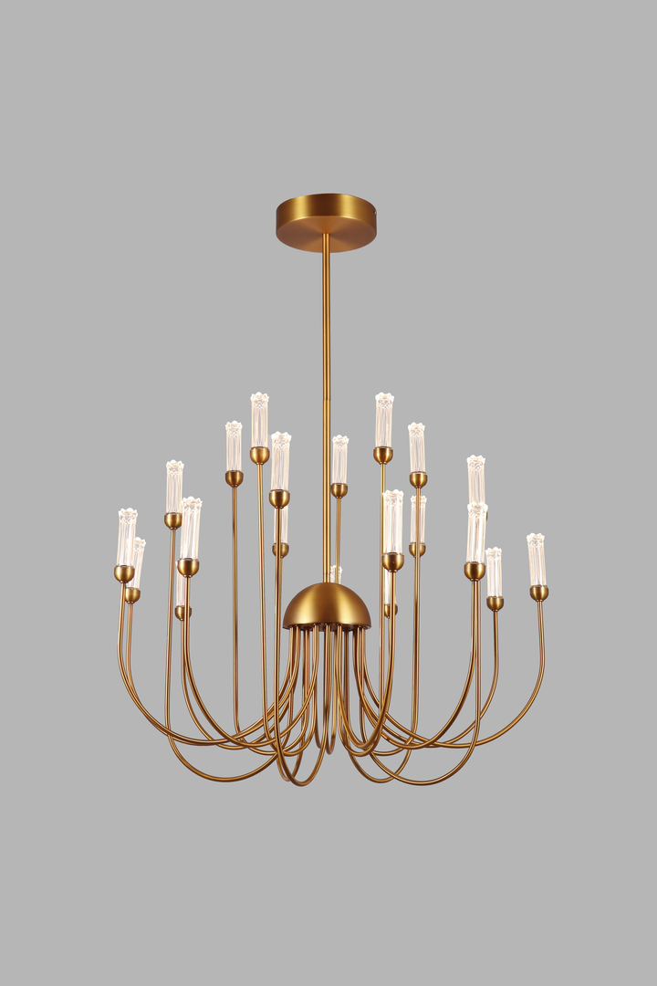 Matte Gold Copper Circular Chandelier – 20-Ring LED Ceiling Light