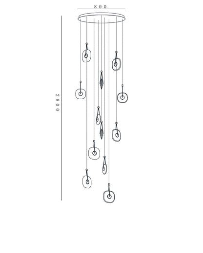 Luna Arc – Circular Gold Chandelier with Frosted Acrylic Diffusers